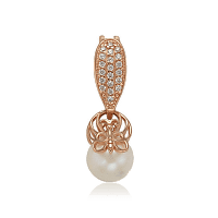Золотой кулон с жемчугом и фианитами 028834