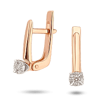Сережки из комбинированного золота с бриллиантом 035295