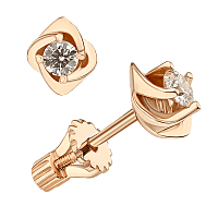 Серьги пусеты золотые с бриллиантом 035880