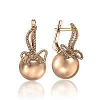 Золотые серьги шарик с бантиком 031720