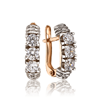 Золотые серьги с крупными фианитами 035818