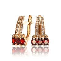 Золотые серьги с камнями три капли 033978