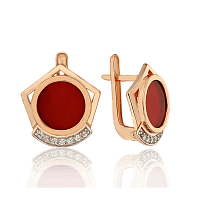 Сережки из золота 585 с красной эмалью Дженна 033821