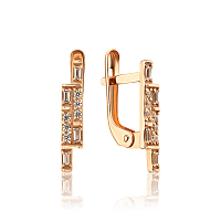 Золотые серьги в современном дизайне с фианитами 035743