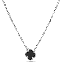 Колье из серебра 925 пробы Клевер с ониксом 039380