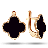 Золотые серьги с черной эмалью 036148