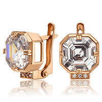 Золотые сережки с крупным фианитом 034530