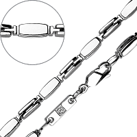 Золотая цепочка ручной работы в белом золоте бриллиант в подарок 032051