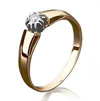 Кольцо из красного золота с бриллиантом 1074