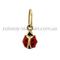 Золотой подвес Божья коровка с эмалью 61835