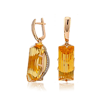 Золотые серьги с цитрином 024609