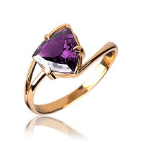 Кольцо из красного золота Венесуэла с аметистом 033508