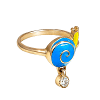 Детское золотое кольцо Улитка с эмалью и фианитом 033793