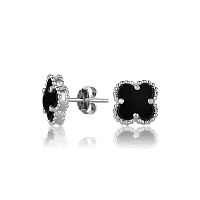 Серебряные серьги гвоздики с чёрным ониксом 028305