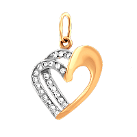 Золотой кулон Сердце с фианитами 62275
