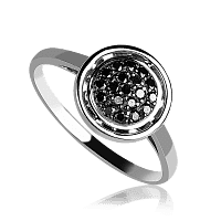 Кольцо из белого золота с черными бриллиантами 036552