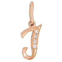 Золотой кулон буква І с цирконием 023714