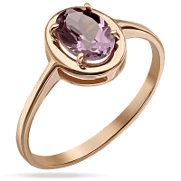 Золотое кольцо лаконичное с аметистом 036953
