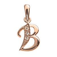 Золотой кулон буква В с бриллиантами Р0597