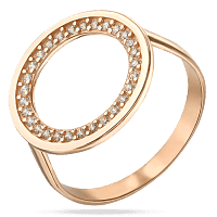 Стильное золотое кольцо Круг с фианитами 037033