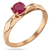 Утонченное кольцо с рубином в красном золоте 036598