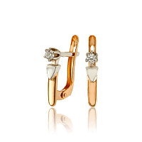 Сережки из комбинированного золота с фианитами 033452