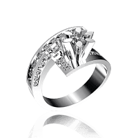 Кольцо из белого золота с бриллиантами 030421