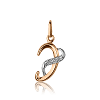 Золотой кулон буква Э с фианитами 026098