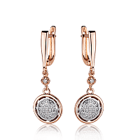 Золотые серьги подвески с бриллиантами Снежинка 036556