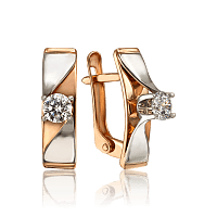 Серьги с фианитом в комбинированном золоте 034513