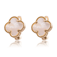 Золотые серьги Клевер с перламутром 035323