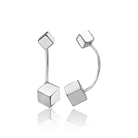 Серебряные серьги Кубики 034328