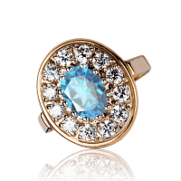 Золотое кольцо Маргарет с голубым топазом 033556