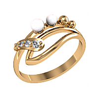 Золотое кольцо с жемчугом 320152
