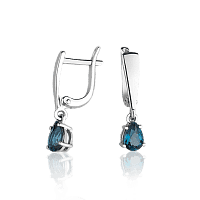 Золотые серьги в белом золоте с Лондон топазом 028332