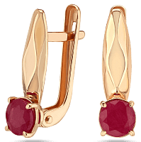 Лаконичные серьги из красного золота с рубином 037038