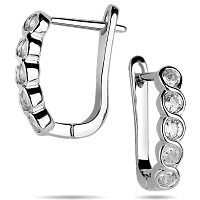 Серебряные серьги на английской застежке с белыми фианитами 925 пробы 039556