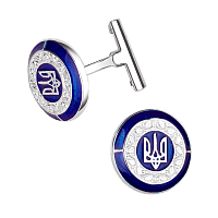 Серебряные запонки с Тризубом (Герб Украины) 037856