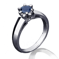 Кольцо из белого золота с сапфиром и бриллиантами 1022/1
