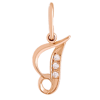 Золотой кулон буква Г с цирконием 023730