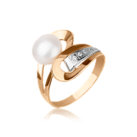 Золотое кольцо с жемчугом 376405