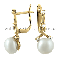 Золотые серьги с жемчугом 585610