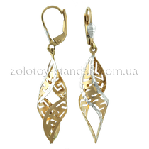 обзорное фото Золотые серьги 80342 Золотые серьги подвески обзорное фото Золотые серьги 80342  Золотые серьги подвески