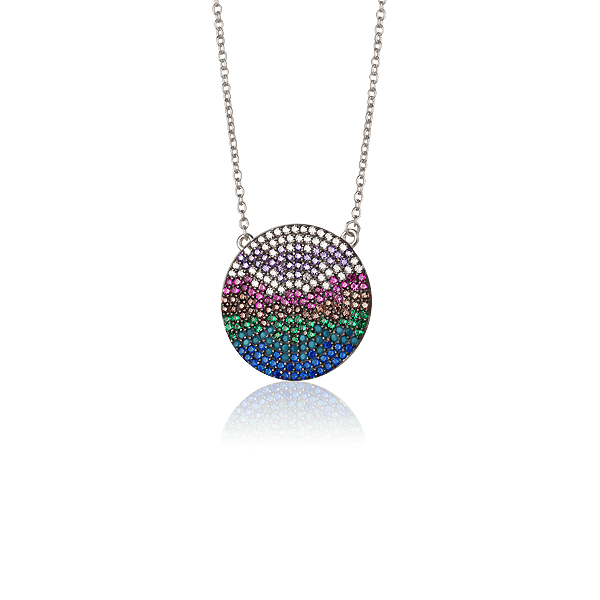 Серебряное колье с разноцветными фианитами 027383 детальное изображение ювелирного изделия Серебряные колье Серебряное колье с разноцветными фианитами 027383 детальное изображение ювелирного изделия Серебряные колье