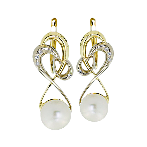 Серьги с жемчугом 430242 детальное изображение ювелирного изделия Золотые серьги с жемчугом Серьги с жемчугом 430242 детальное изображение ювелирного изделия Золотые серьги с жемчугом