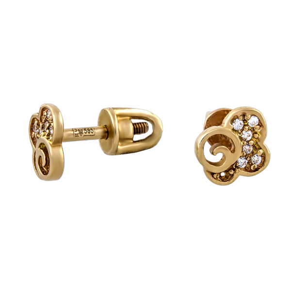 Золотые серьги-гвоздики 2912 детальное изображение ювелирного изделия Серьги с камнями Золотые серьги-гвоздики 2912 детальное изображение ювелирного изделия Серьги с камнями