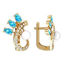 обзорное фото Серьги с жемчугом 420854 Золотые серьги с жемчугом обзорное фото Серьги с жемчугом 420854  Золотые серьги с жемчугом