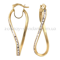 обзорное фото Золотые серьги 80237 Золотые серьги с фианитом обзорное фото Золотые серьги 80237  Золотые серьги с фианитом