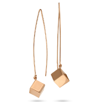 обзорное фото Золотые серьги подвески Кубики 029339 Золотые серьги обзорное фото Золотые серьги подвески Кубики 029339  Золотые серьги