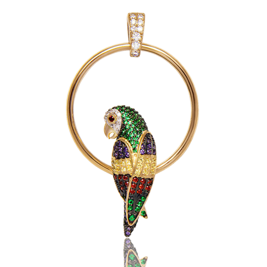 Золотой подвес Попугай 025249 детальное изображение ювелирного изделия Золотые кулоны с фианитом Золотой подвес Попугай 025249 детальное изображение ювелирного изделия Золотые кулоны с фианитом